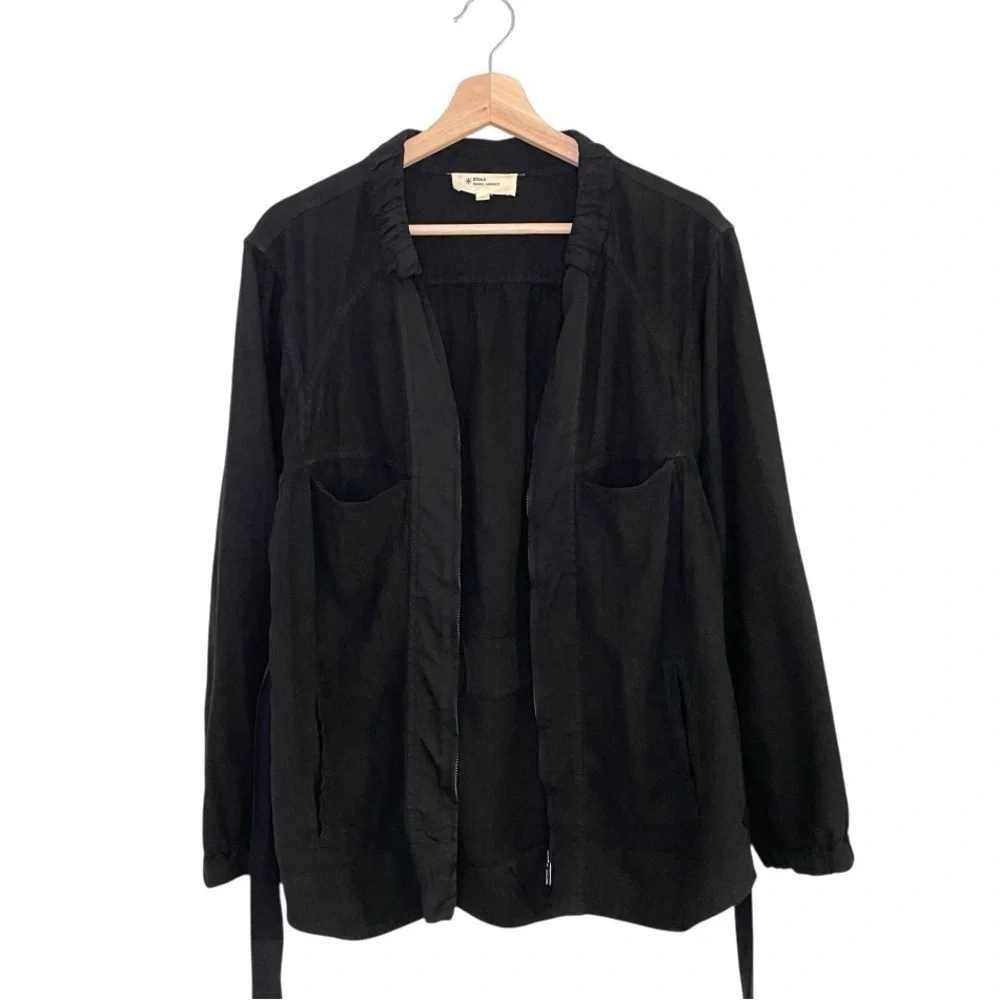 Isabel Marant Etoile Linen Blend Utility Jacket Zip Front Belted Black 6 Medium - Picture 3 of 13